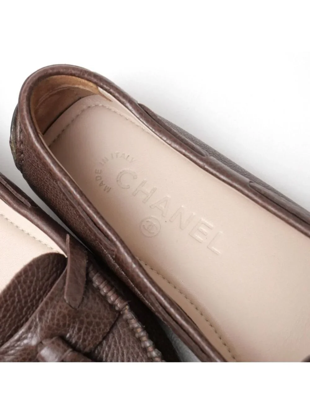 Chanel Loafers 35.5 Driving Shoes Slip On CC Logo Tassel